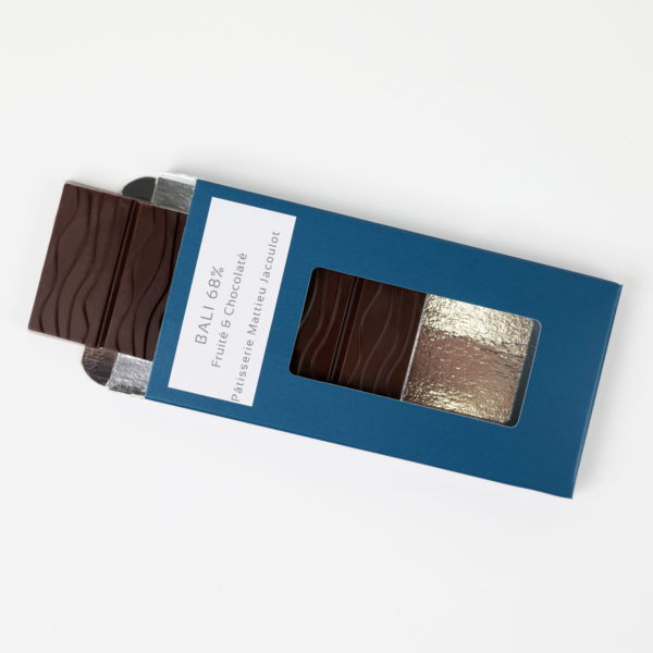 Tablette de chocolat BALI 68% avec une saveur fruité & chocolaté de la pâtisserie Jacoulot de Salins-les-Bains dans le Jura